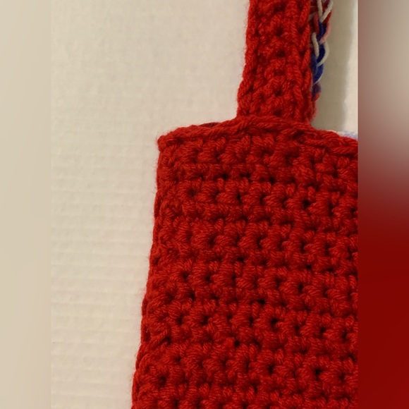 Shoulder Bag Red,White,Blue Mix, Shoulder Bag, handmade, crocheted - Picture 11 of 16